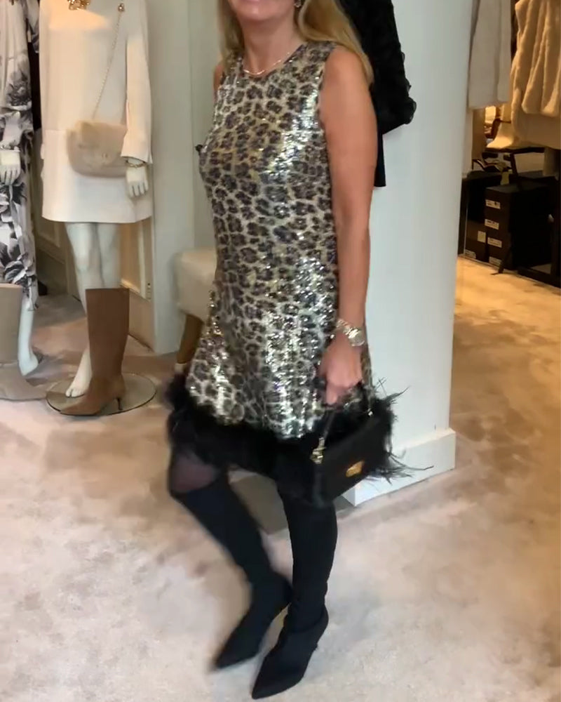Sleeveless Leopard Print Fashion Dress