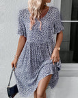 Floral print round neck elegant dress