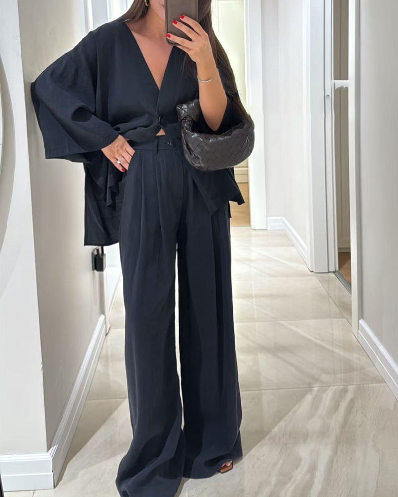 Comfortable V-Neck Casual Two-Piece Set