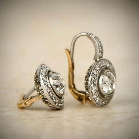 Vintage Gold &amp; Silver Crystal Earrings