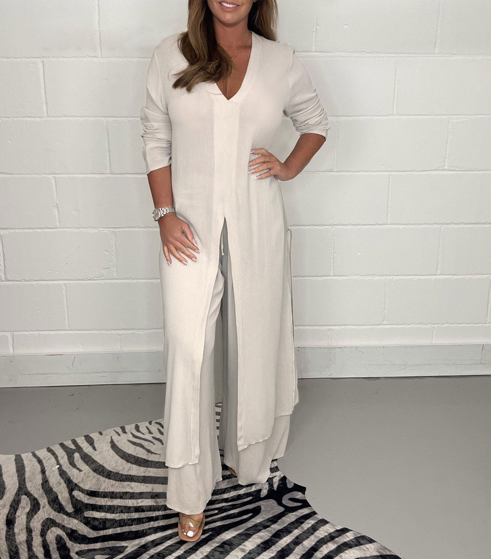Elegant V-Neck Split Luxe Dress