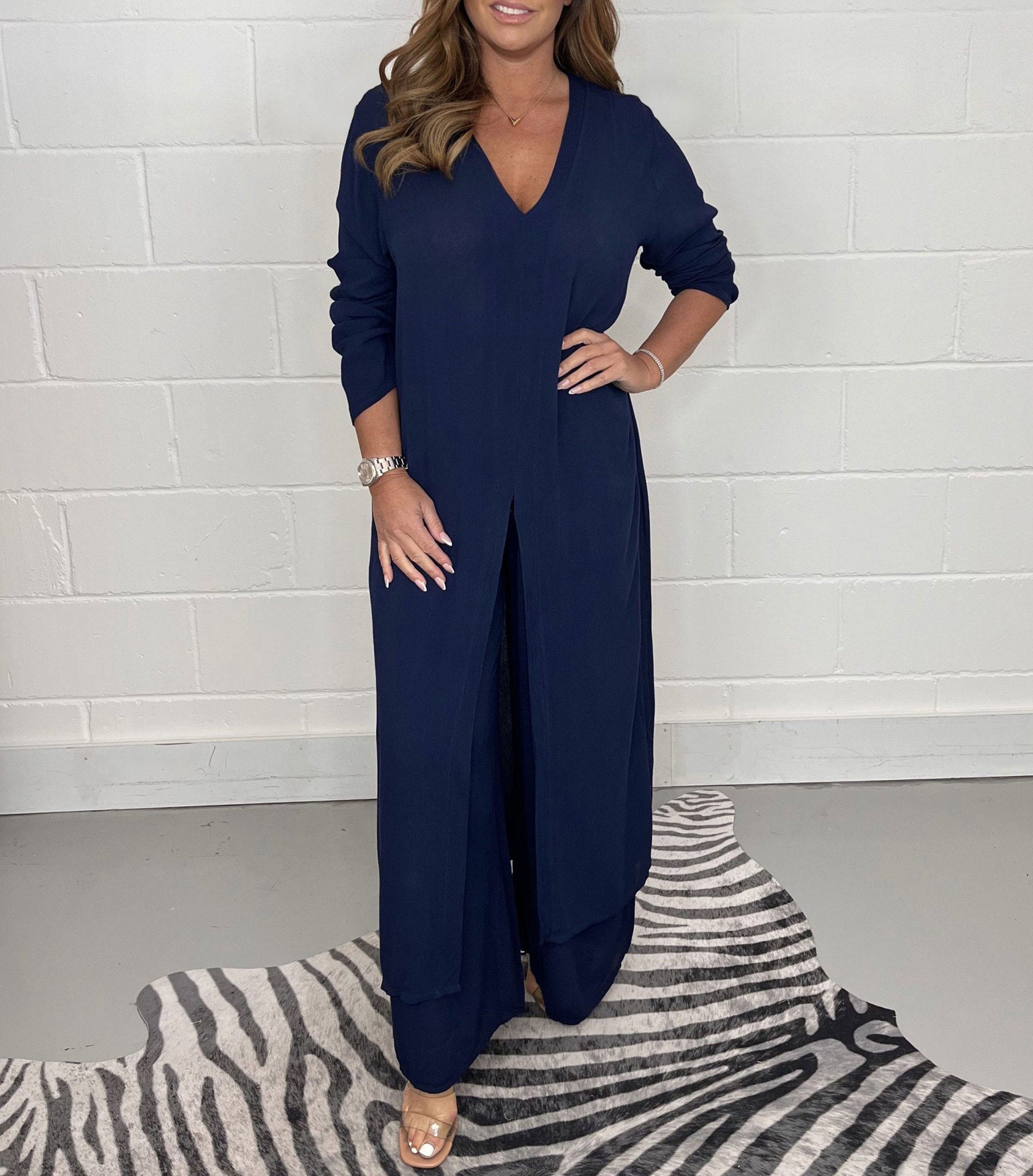 Elegant V-Neck Split Luxe Dress