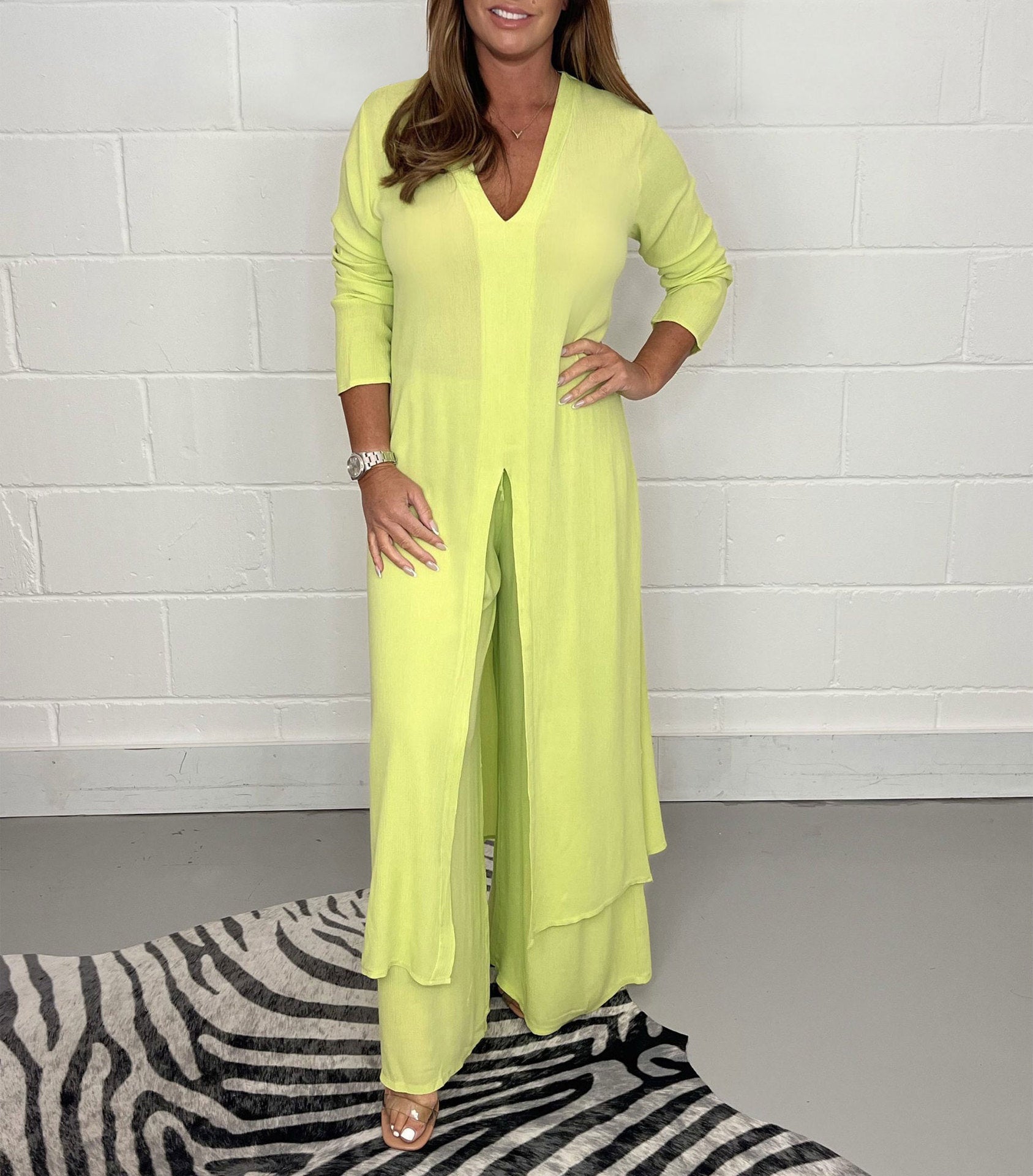 Elegant V-Neck Split Luxe Dress