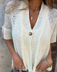 Casual Women’s Solid Knitted Top with Button