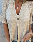 Casual Women’s Solid Knitted Top with Button